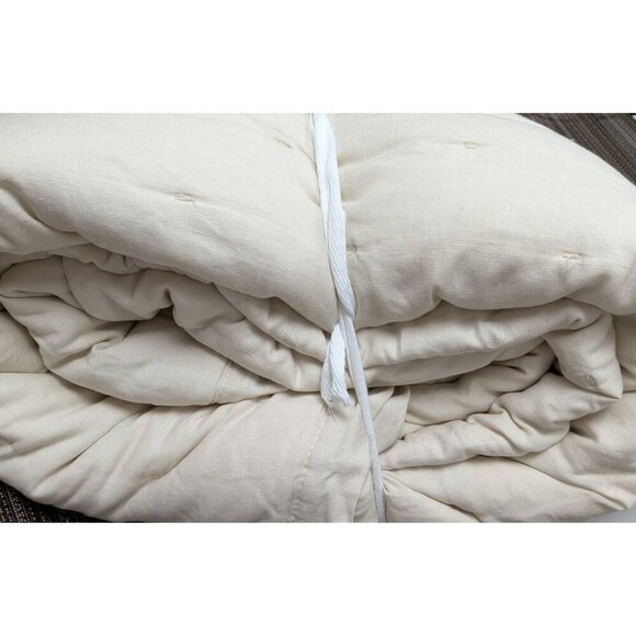 Quince 100% European Linen Dream Quilt 3PC Set Color Natural Size Full/Queen-NEW - Picture 3 of 8